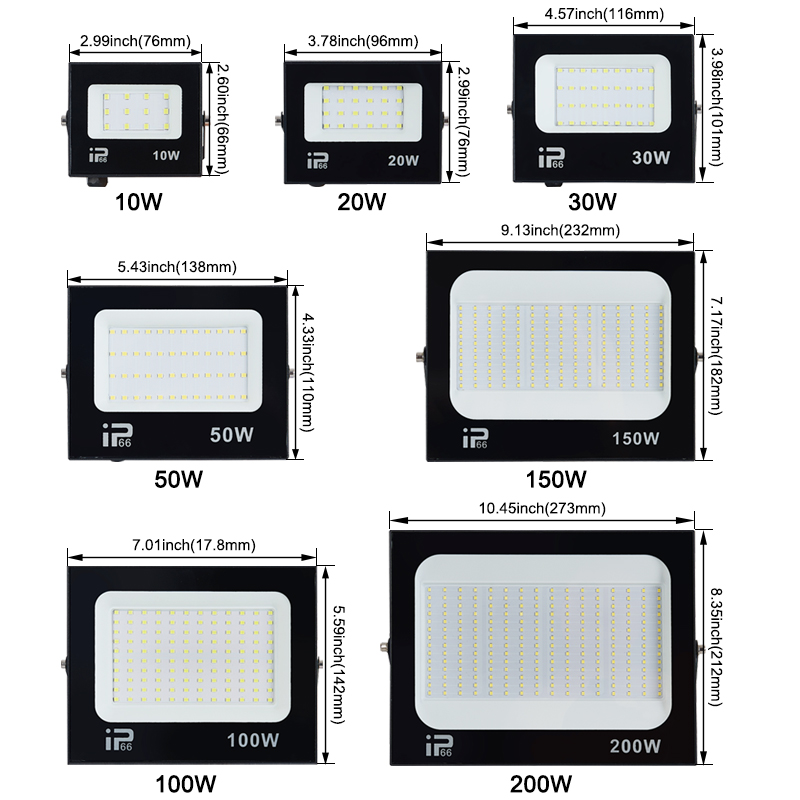 200W LED Flood light Spotlight Projector Outdoor Lighting 6500k Waterproof IP66 for Wall Garage Gym Street 220V