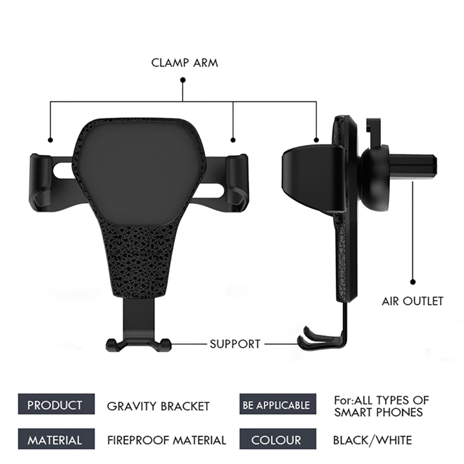 Ixur Auto Telefoon Houder Mobiele Telefoon Houder Voor Auto Houder Telefoon Stand Steady Vaste Beugel Ondersteuning Zwaartekracht Sensing Auto Grip