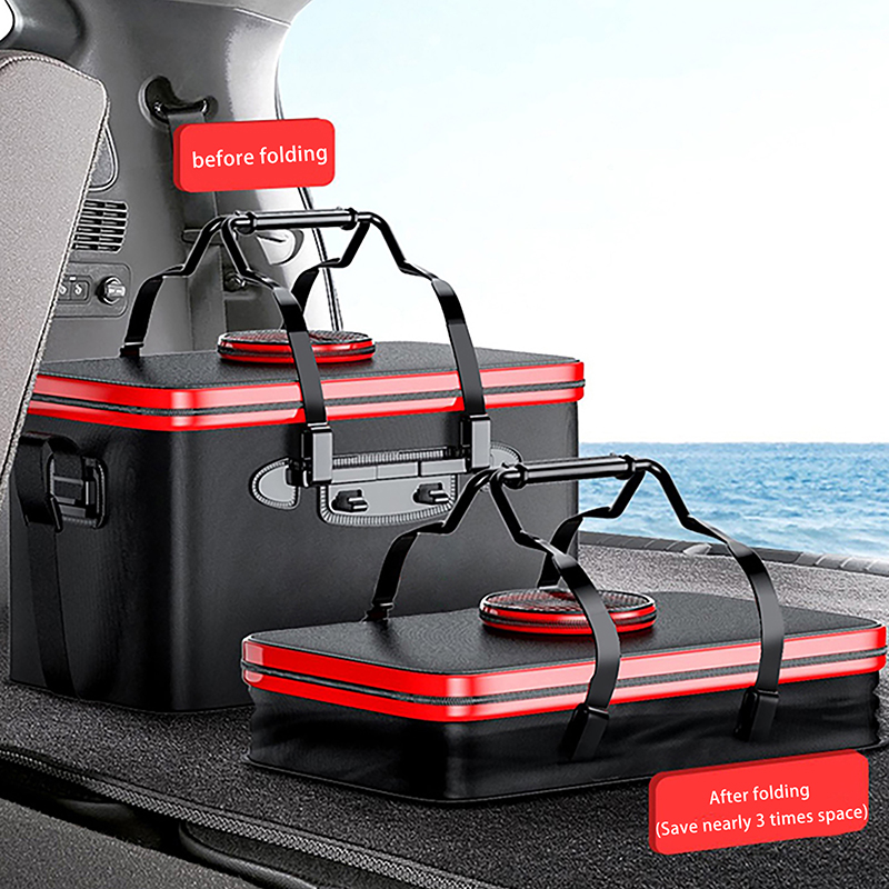 Cubo de pesca plegable, cubo para peces vivos, cubo de pesca portátil multifuncional, caja de pescado, mochila gruesa EVA, caja de pesca