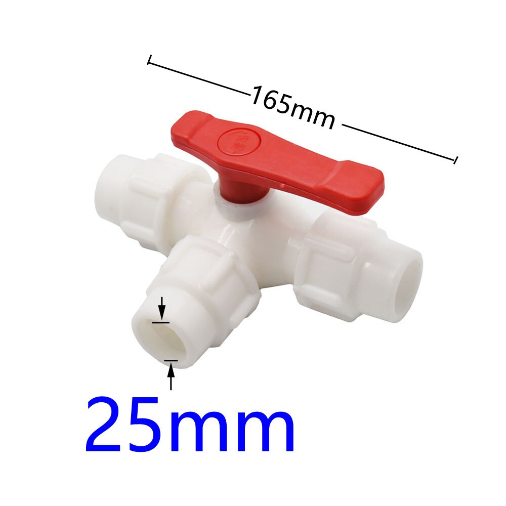 20/25/32/40/50/63mm PVC PE Water Tube Connector 3-Way Water Splitter Garden Tap Plumbing Plastic Quick Valve: 25MM