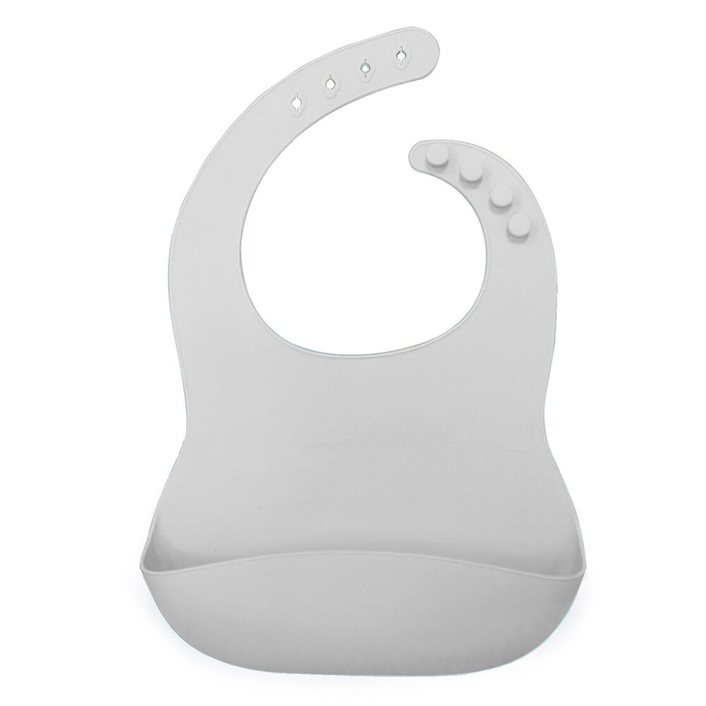 Effen Kleur Baby Siliconen Waterdicht Bib Met Zakken "Bean Speeksel Handdoek Schort Ontworpen Met Een Diepe En Brede Crumb catcher: Grey