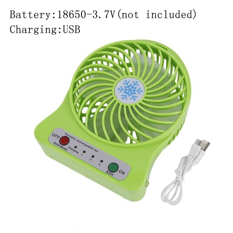 Zomer Draagbare Mini Ventilator 3 Speed Verstelbare Fans Voor Thuis OfficeDesk Bureau Reizen USB Oplaadbare Ventilator Met LED Licht Handheld: green