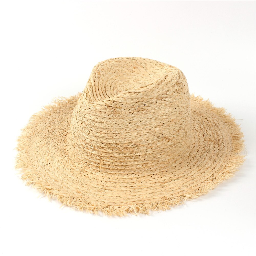 100%  raffia stro zomer dames reis strand zonnehoed voor dames fedora slappe brede rand panama zonnekap