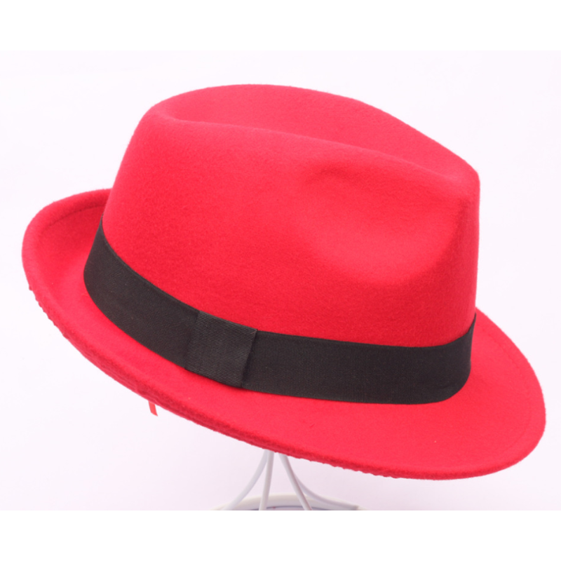 Gorras de Jazz de 9 colores, sombreros de Caballero de imitación de lana para mujeres y hombres, sombreros de fieltro para mujeres, gorras redondas europeas y americanas, sombreros con lazo