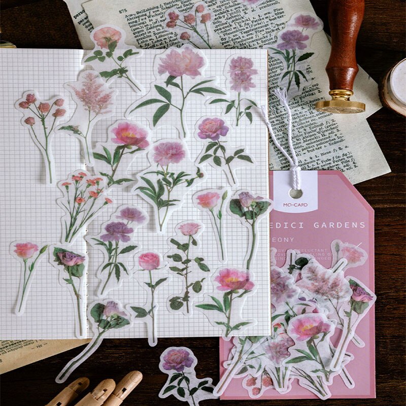 Vintage 2 designia 45 kpl/pussi tarra ruusu pioni kukat tuoksuva scrapbooking päiväkirja albumi onnellinen tyttö tee-se-itse paperitarra