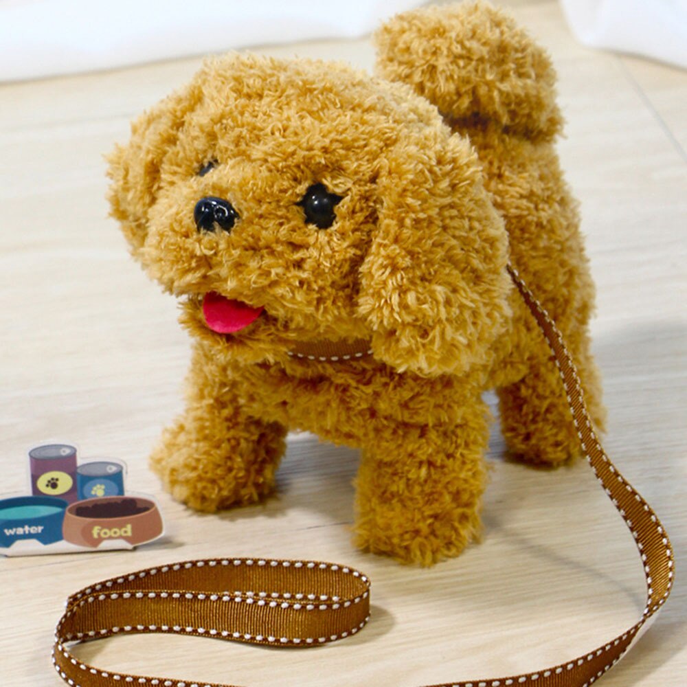 Nuevas mascotas electrónicas Robot perro caminar juguete interactivo con cuerda de nido para niños de cumpleaños