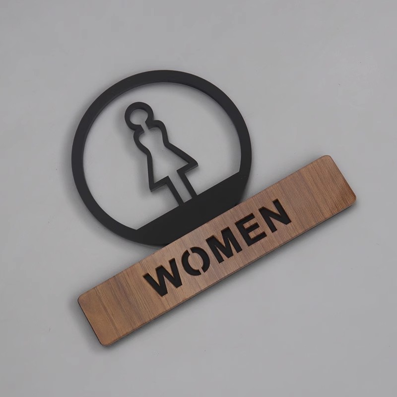 Ausgehöhlte Toilettenschilder, kreatives Türschild, Herren- und Damen-Badezimmer-Erinnerungsschild, Wandaufkleber, öffentliche Toilette, WC-Beschilderung: 40x30 cm / Apfel Grün
