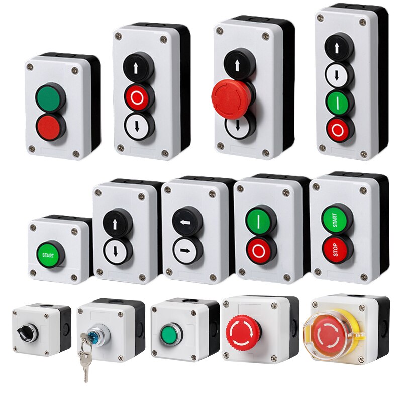 Arrow Symbool Aangeeft Start En Stop Zelfherstel Waterdichte Schakelaar Noodstop Industriële Hand-Held Control Box