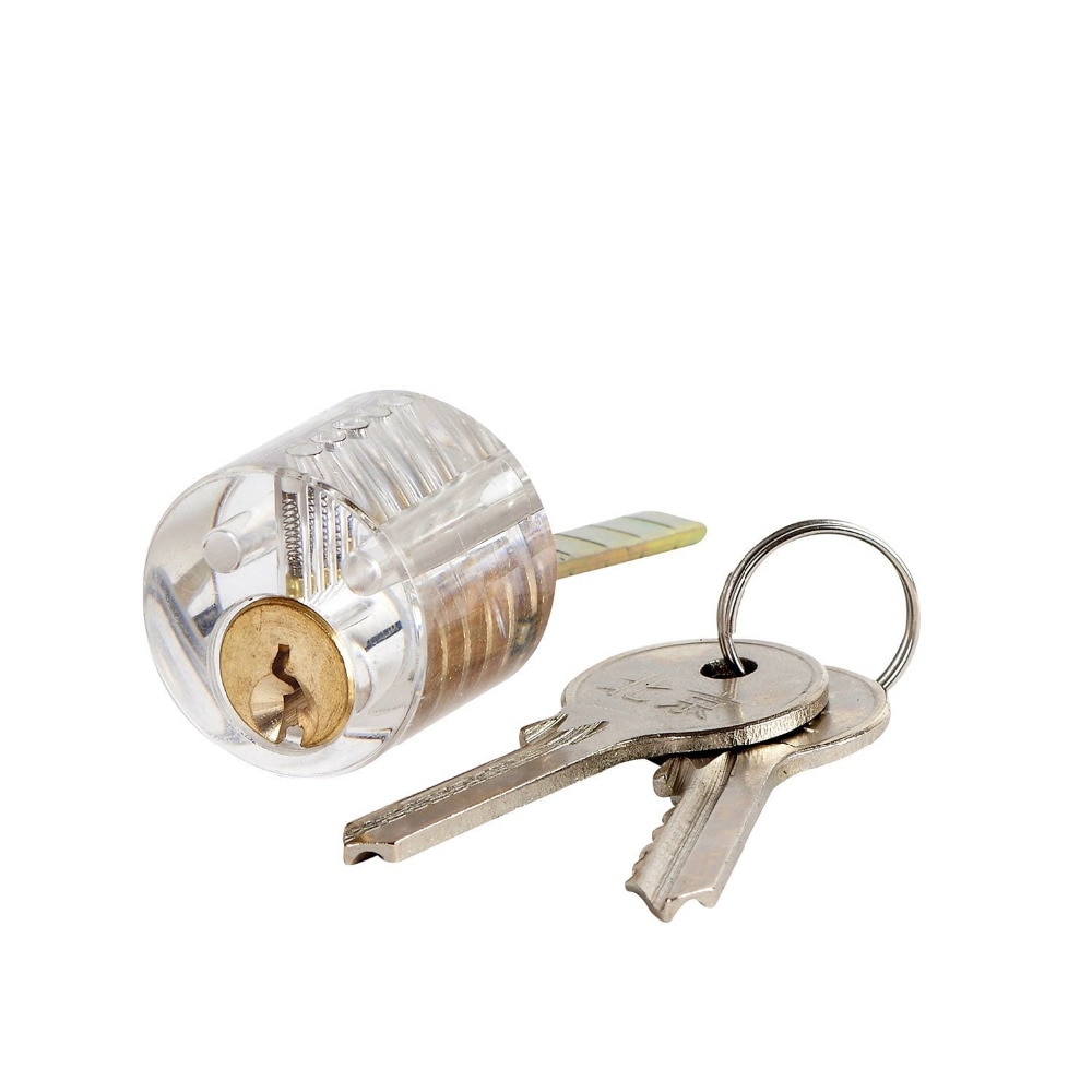 7 stk gennemsigtige låse med 17 stk lockpick sæt ,10 stk knækket nøgleværktøj kombination, låsesmed forsyningssæt