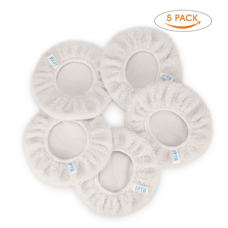 SPTA Multi Größe Polieren Motorhaube Puffer Pad Mikrofaser Motorhaube Pad Abdeckung für Autolack Pflege Wachsen 5 stücke/8 stücke Polnischen Rabatt Hauben: 5Stck Wolle einstellen / L (Pro 9-10Zoll Pad)