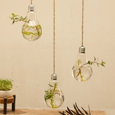 Europeisk lampe formet hengende vase glass vase hydroponic hjem smykker ornamenter