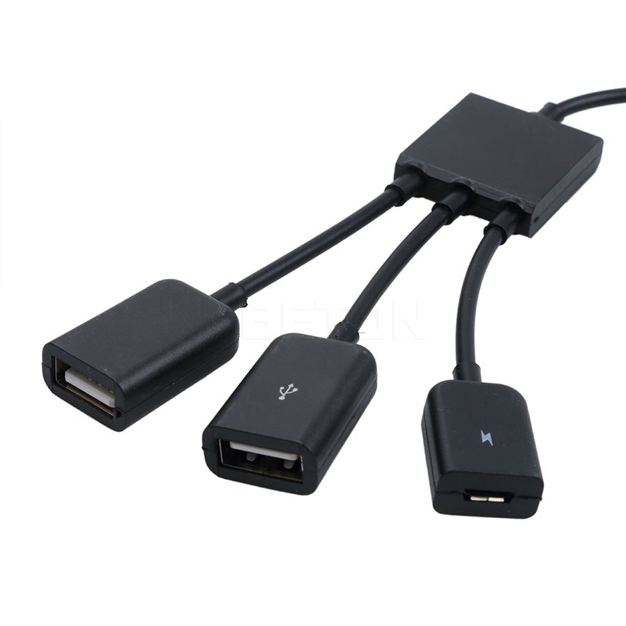 Kebidu 3 Port Micro USB Power Opladen OTG HUB Kabel Een Mannetjes Micro USB verbindt om een Micro USB vrouwelijke en Twee USB 2.0 Vrouwelijke