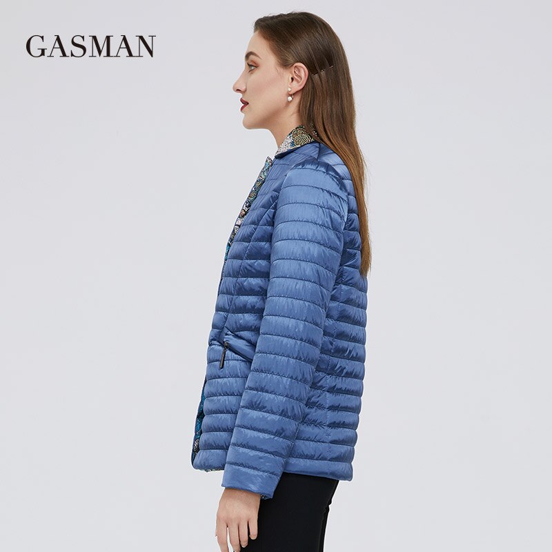 GASMAN-chaquetas cortas ajustadas de algodón liso para mujer, parka con cremallera y capucha, abrigos de plumas informales para Otoño e Invierno