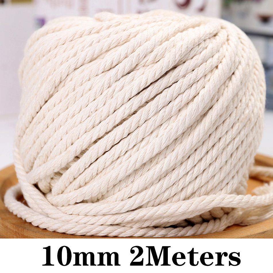 Macrame Cord Wall Hangings Cotton Rope Twine String Ribbon Crafts DIY Dream Catchers 1/2/3/4/5/6/8/10mm Handwork Home Decoration: White 10mm 2Meters