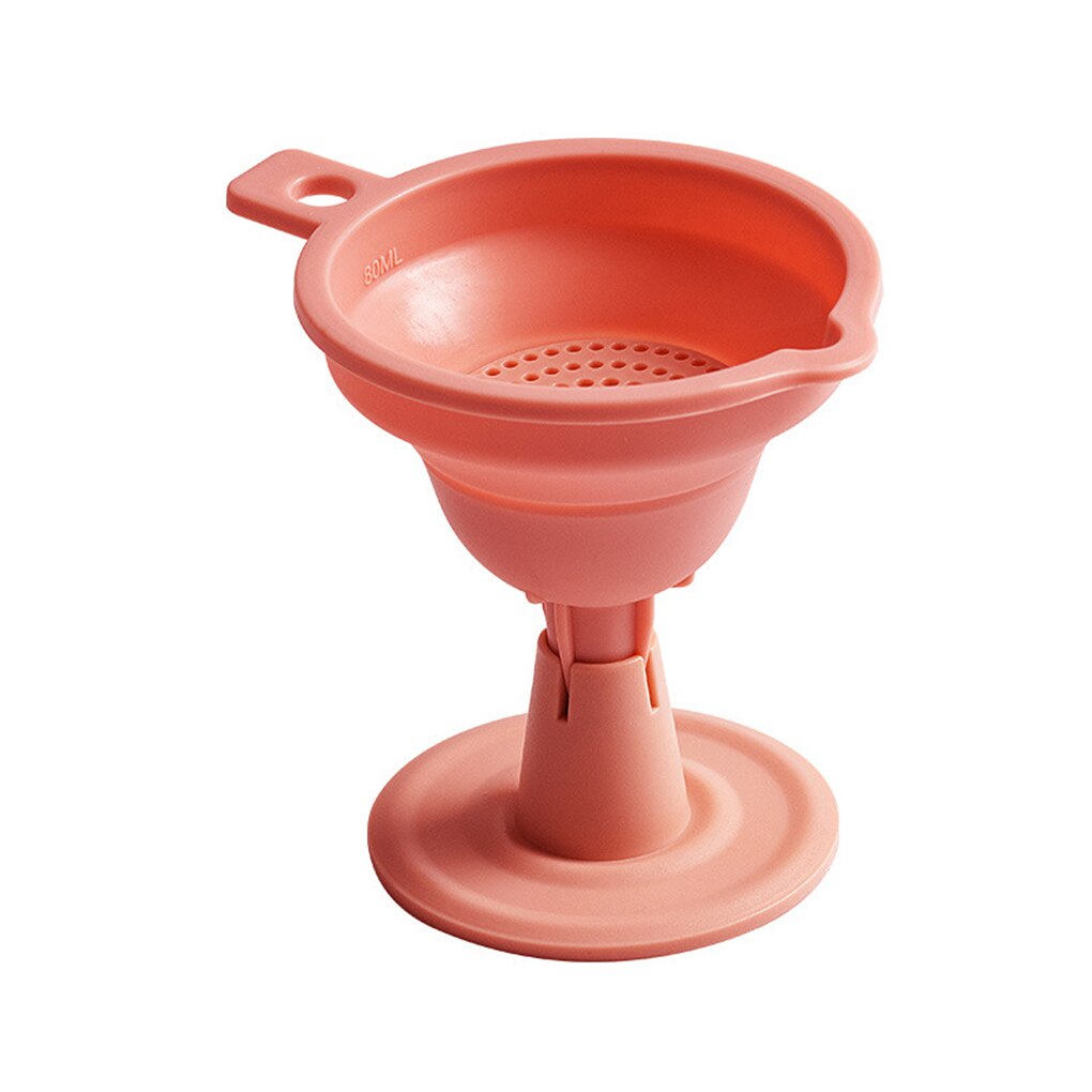 1Pcs Mini Opvouwbare Trechter Silicone Inklapbare Trechter Opvouwbare Draagbare Trechters Worden Opgehangen Huishoudelijke Vloeibare Doseren Keuken Gereedschap: Pink
