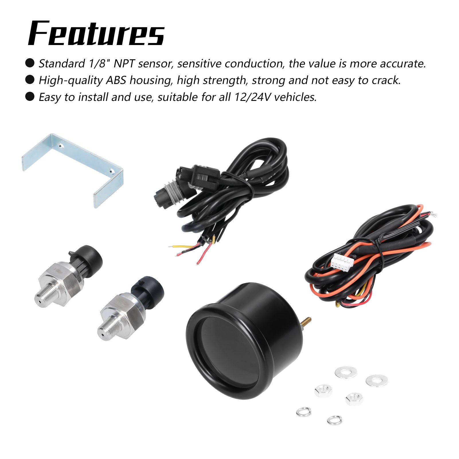 Dual Display Air Pressure Guage with 2pcs 1/8NPT Sensors LED Digital Air Suspension Gauge 0-220PSI