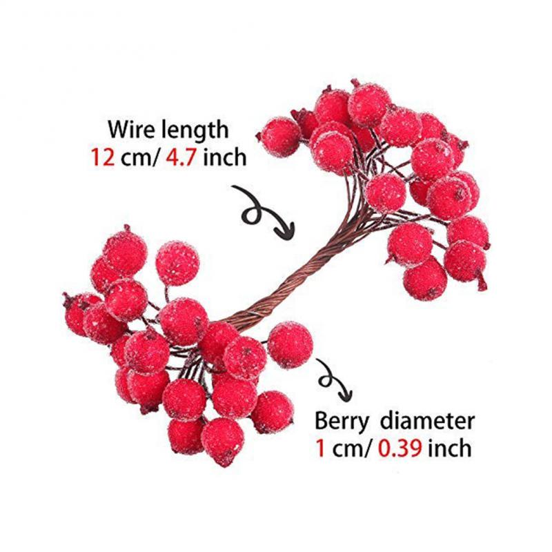 Decorative Mini Christmas Frosted Artificial Berry Vivid Red Holly Berry Holly Berries Home Garland Contains 40 Pcs Berries