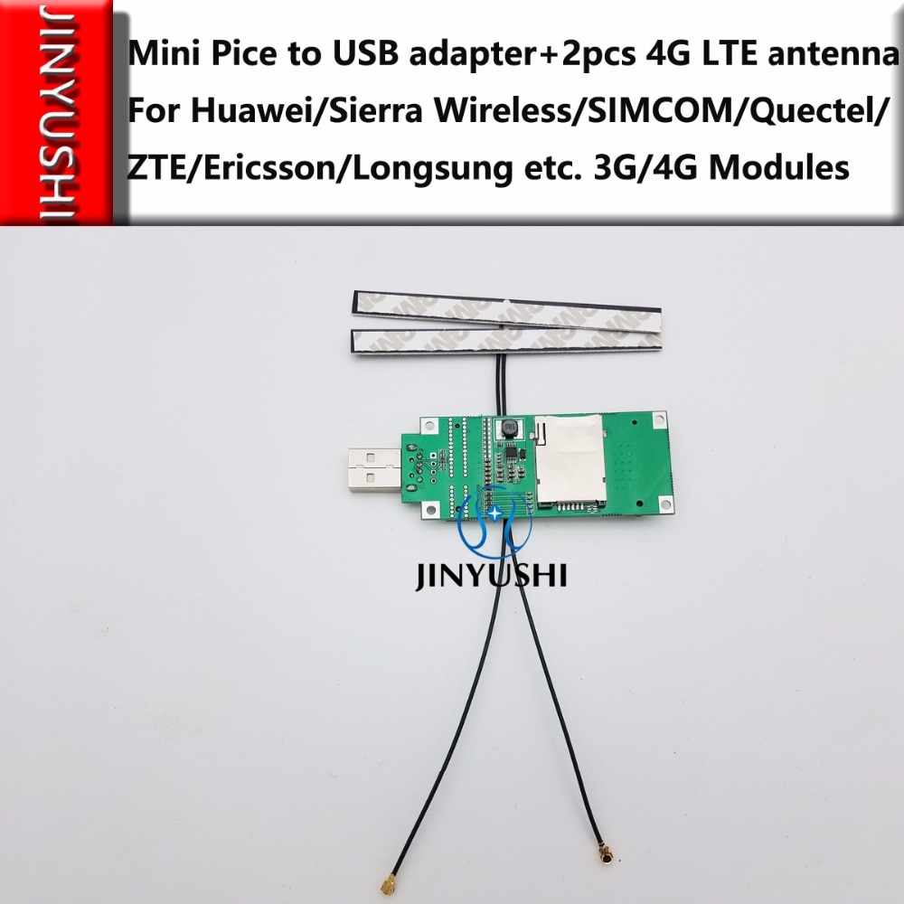 Mini pcie naar usb adapter inclusief simkaartsleuf +2 stuks 4g antennes voor  ec25- e  ec21- e  uc20- e  uc15 ec20 ec25- j enzovoort