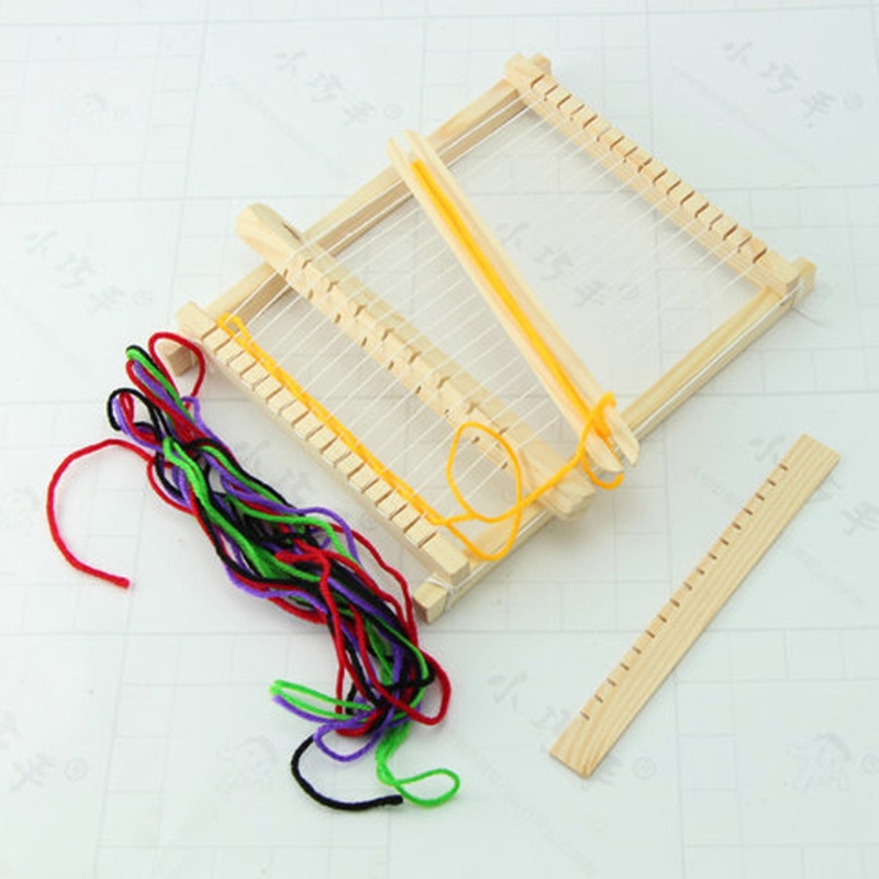 Telar de madera DIY para niños, juguete de desarrollo, tejido de hilo, telar de punto