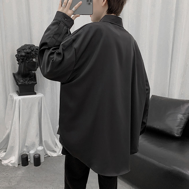 Homme chemises imprimé Simple tourner vers le bas col Simple boutonnage décontracté ample hauts pour hommes stylé tout-match Ulzzang Chic Streetwear homme