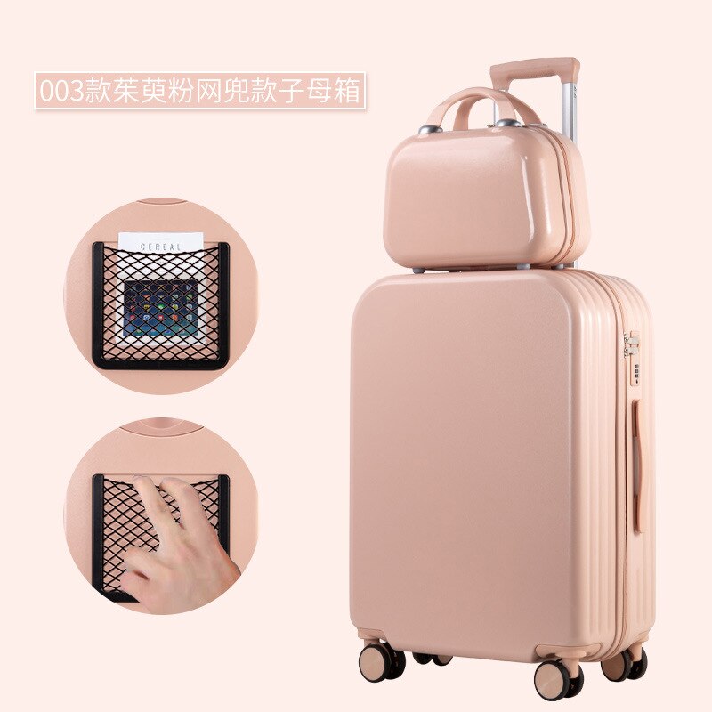 De Mode Universele Wiel Unisex Rits Trolley Case Krasbestendig Koffer Cabine Kofferbak Matte Effen Kleur: 006 Cornel powder