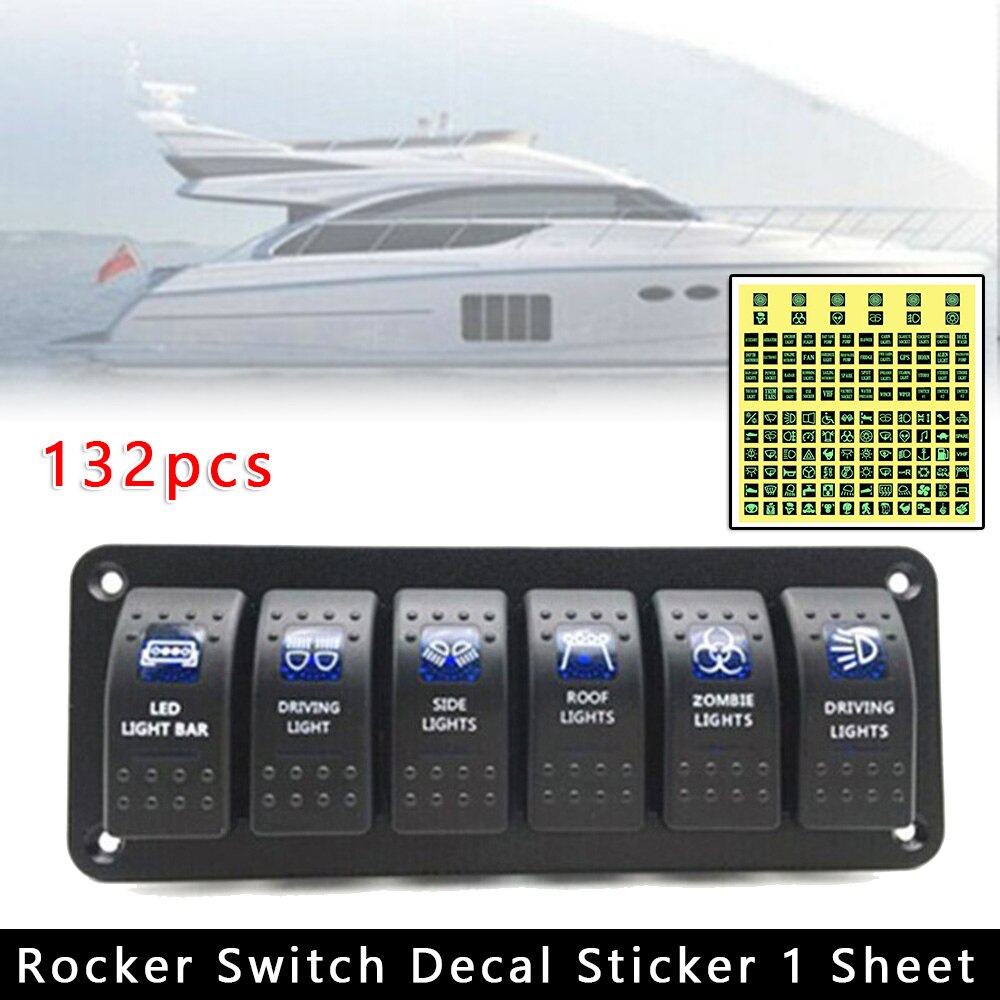 132Pcs Auto Rocker Switch Sticker Auto Interieur Decal Label Circuit Panel Sticker Auto Boot Truck Marine Knop Sticker