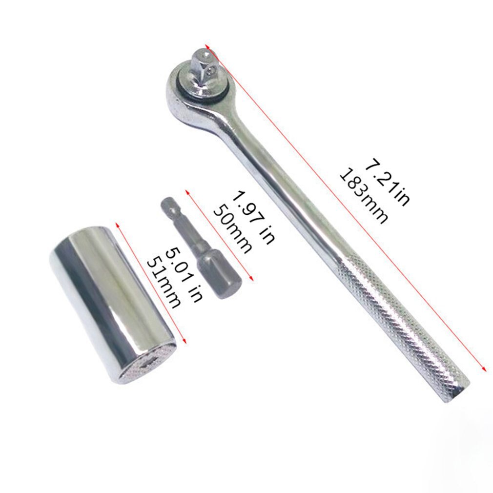 Universal Torque Wrench Head Set Socket Sleeve 7-19mm Power Drill Ratchet Bushing Spanner Key Magic Multi Hand Tools