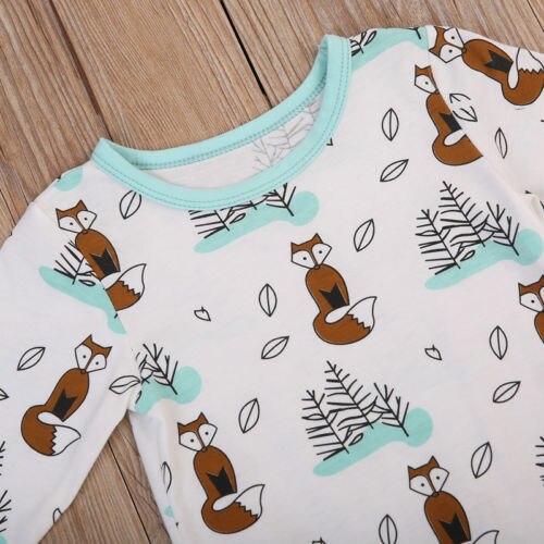 Leuke Pasgeboren Baby Jongen Meisje Vos Romper Herfst Lange Mouwen Katoenen Kleding Peuter Kids Jumpsuit Speelpakje Outfits 0- 24M