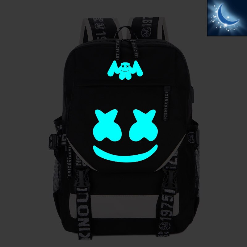 DJ Marshmellow Backpack multifunction backpack for teenagers Men women's Student School Bags travel Luminous Bag Laptop Bag: Luminous1