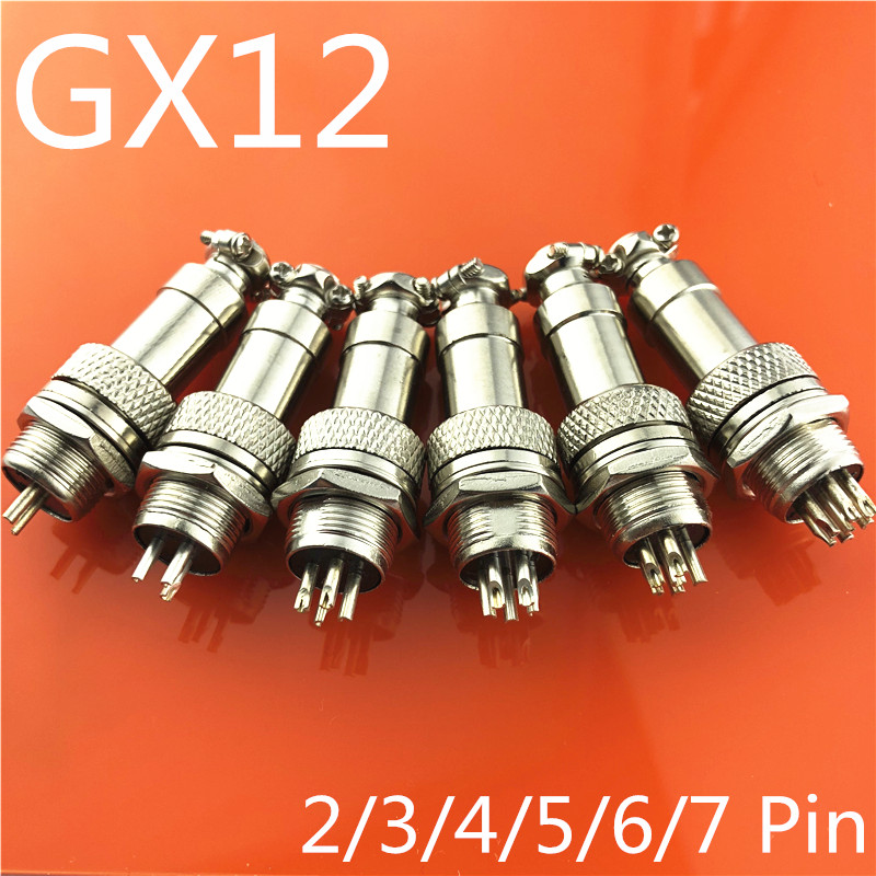 1set GX12 2/3/4/5/6/7 Pin Male + Female 12mm Wire Panel Connector Aviation Connector Plug Circular Socket Plug with Cap Lid