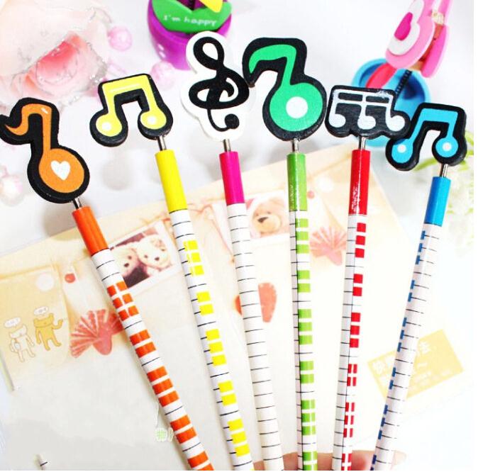 6 Stks/set Per Lot Muzieknoot Houten Potlood Briefpapier Set Kid