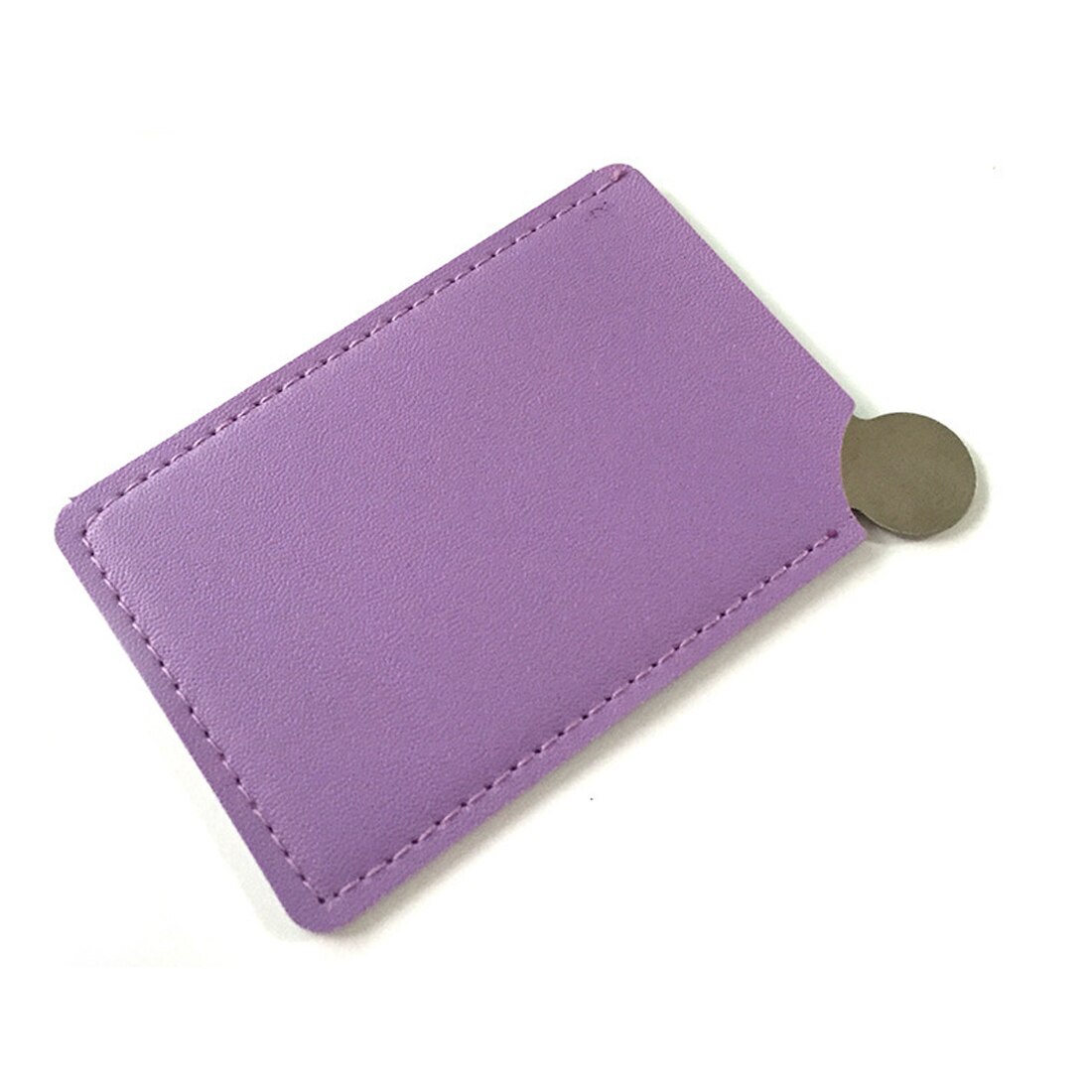 Onbreekbaar Draagbare Reizen Make-Up Spiegel Card Style Pocket Cosmetische Mini Spiegel Pu Leer Rvs Kaart: violet