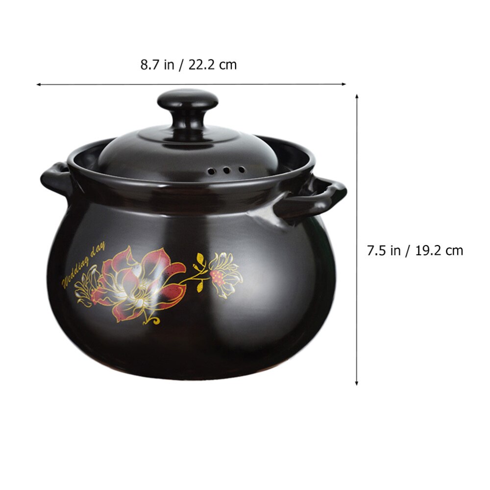 1pc Kitchen Ceramic Stew Pot with Lid Ceramic Earthen Pot Home Stockpot