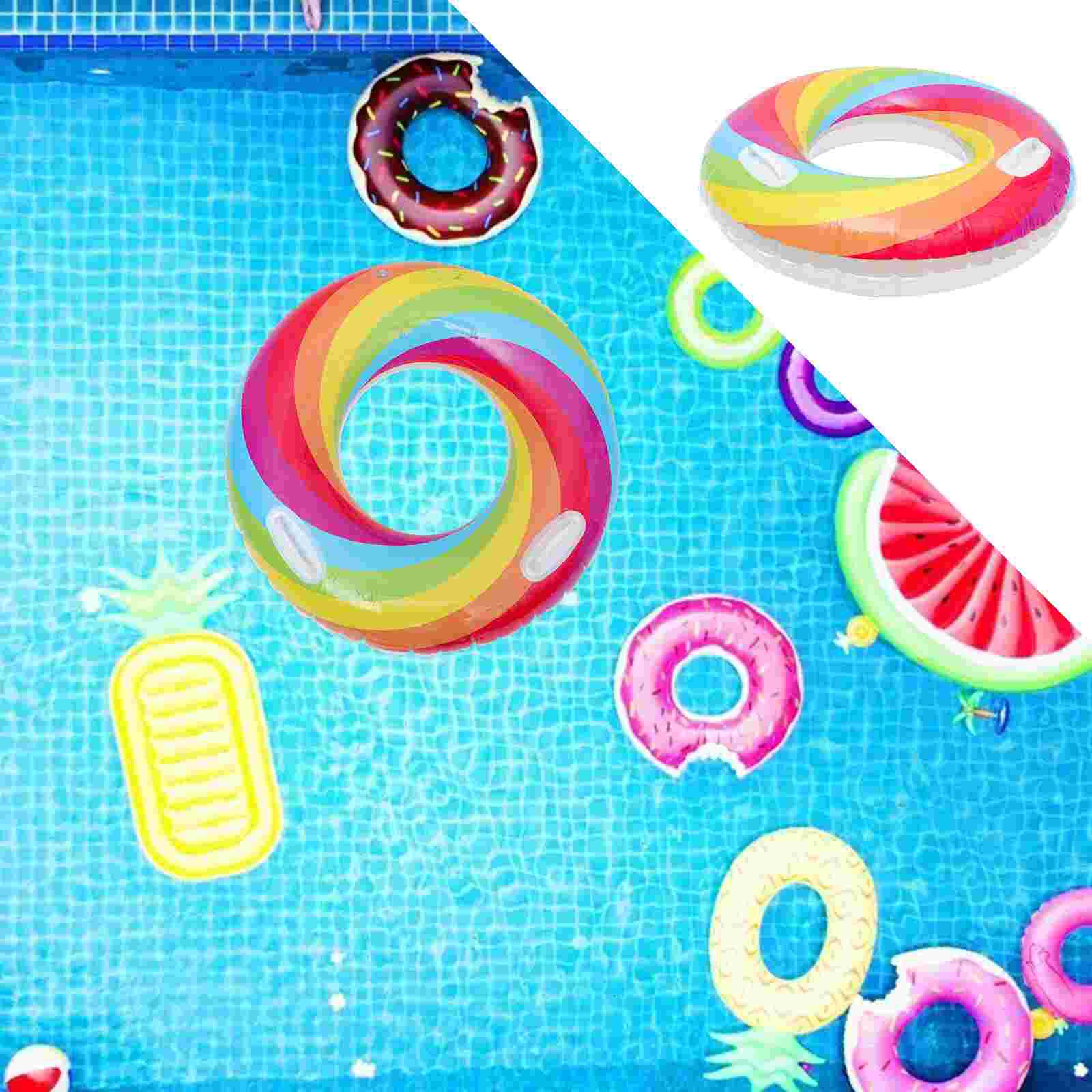 1pc Colorful Safe Lightweight Floating Ring Swimming Ring Water Ring for Adults: Default Title
