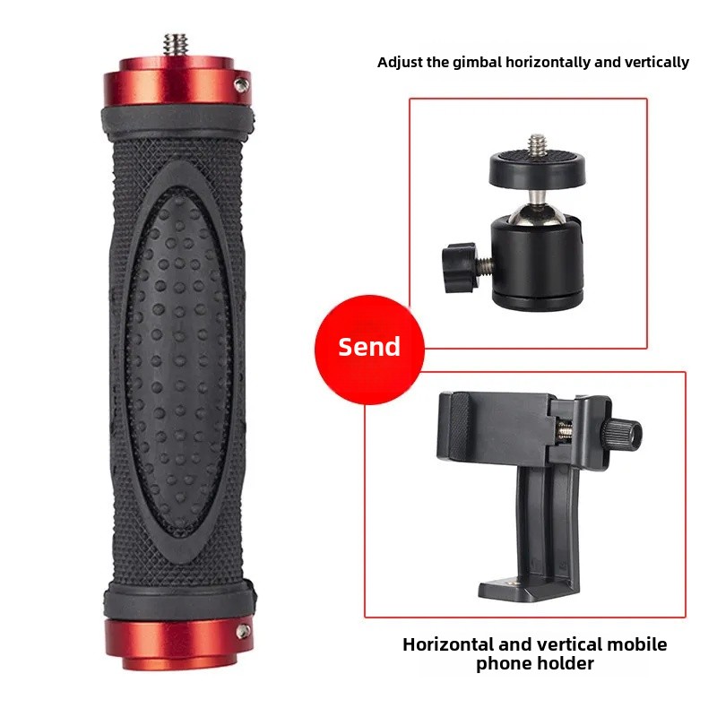 Handheld Stabiele Selfie Stick Stand Live-uitzending Snelle Hand Dual Machine Positie Clip Hoofd Accessoire Universele Foto Nemen Naar: Rood