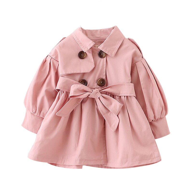 Mode Baby Jas Riem Katoen Herfst Lente Baby Meisje Kleding Effen Kleur Baby Jas Baby Meisje Jas 2 Kleuren: Pink / 70