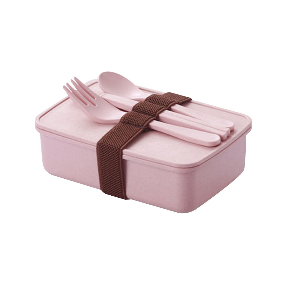 Large Capacity Portable Lunch Box Bento Lunch Box with Spoon Chopsticks Fork Food Storage Container Food Container Dinnerware: Pink