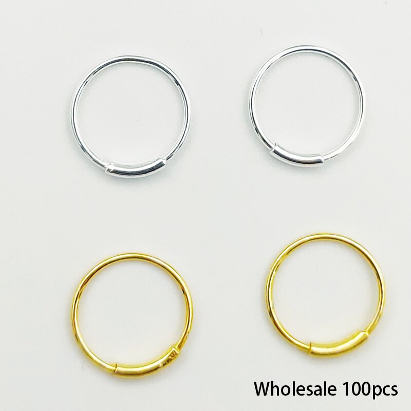 100pcs/lot 925 Sterling silver nose ring Cartilage Earring Tragus Nose Ring Eyebrow Hoop Piercing body jewelry