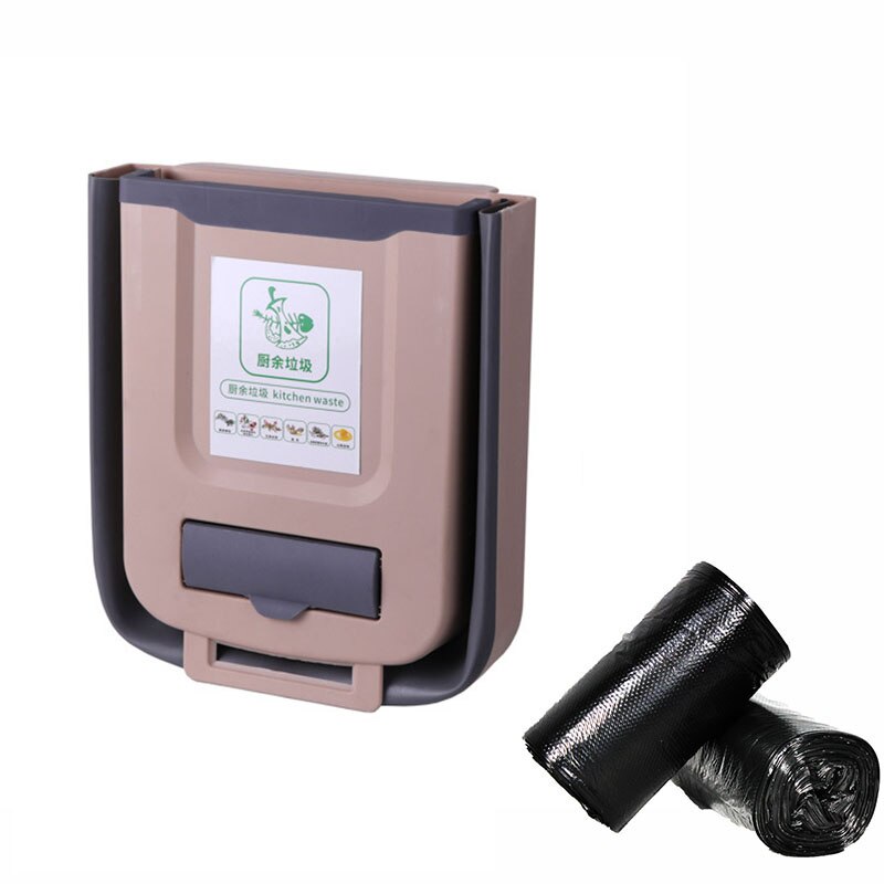 Kitchen Trash Can Foldable Portable Car Trash Can For Bathroom Kitchen Cabinet Door Wall-mounted Kitchen Storage: 3