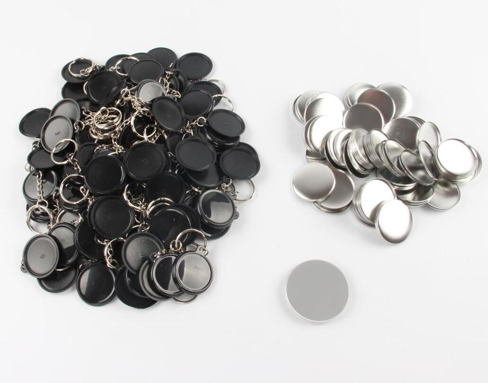 1-1/2 &quot;37mm 100 Sets Plastic Sleutelhanger Badge Knop Wit of Zwart 2 Kleur aanbieding Supply Materialen Maker Machine: Black