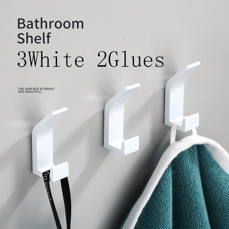 Dobbeltkrog sort hvid håndklædekrog til badeværelset tøjkrog til soveværelse kappe krog krog til stue køkken tilbehør: Hvid 3 stk