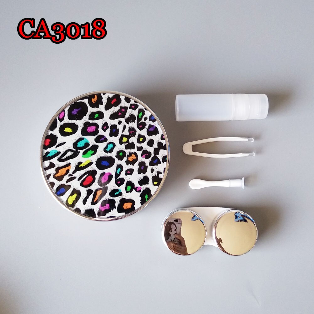 Étuis pour lentilles de Contact léopard Sexy avec miroir boîte à robe animale pratique étui à lentilles de Contact sac d'économie CA3018: CA3018 white