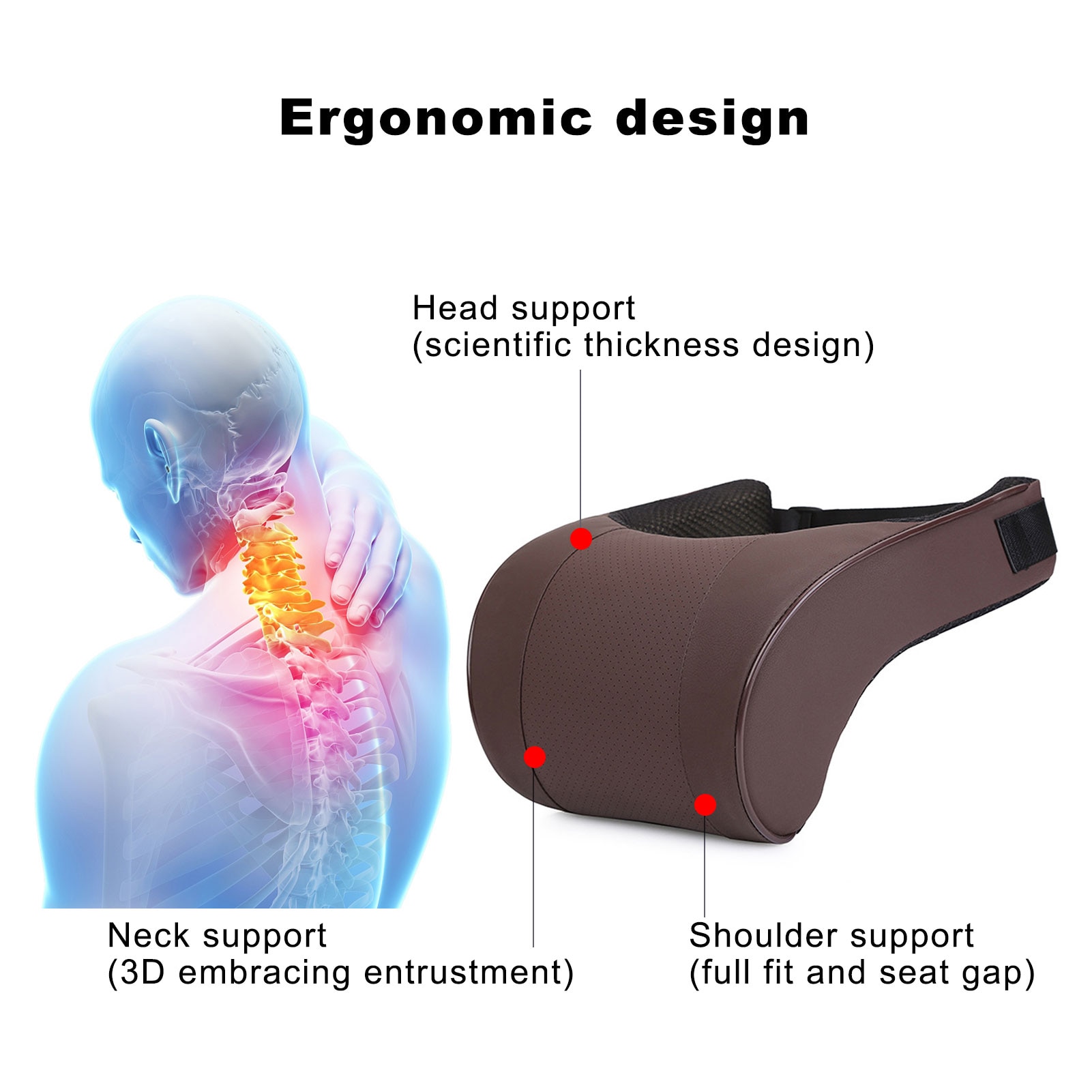 PU Leather Car Pillow Memory Foam Pillow Neck Rest Seat Headrest Cushion Pad Neck Guard Seat Cushion Headrest