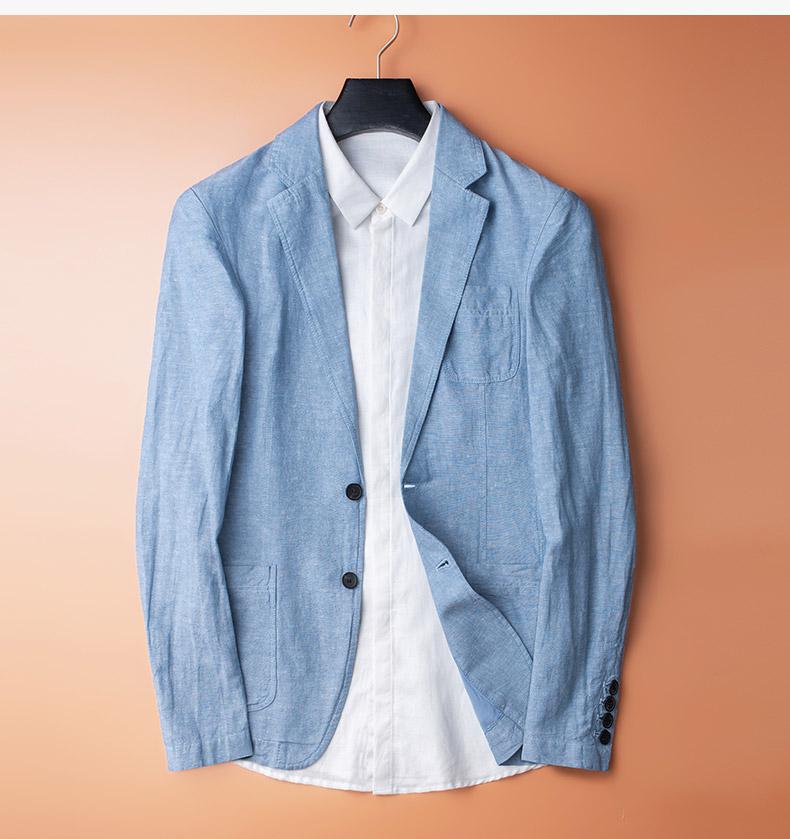 Men Summer Cotton Linen Suit Jacket Thin Casual Tide Single Breasted plus size MLXL2XL3XL4XL: blue / 4XL