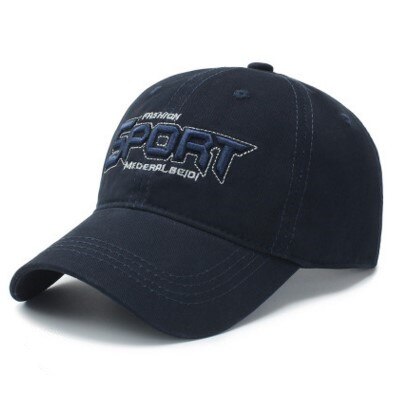 Xdanqinx mænds hat brev broderi baseball cap justerbar størrelse mærker sportscaps til mænd snapback cap fars bomuldshatte: Mørkeblå