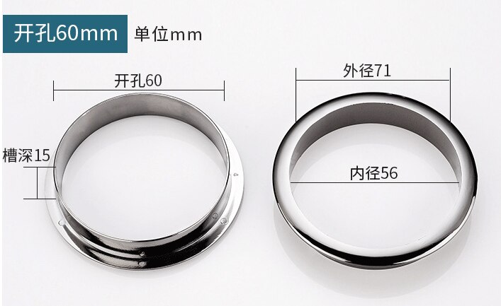 2pcs plastic wire hole cover 50mm Round table PC Cable Outlet Port grommet holder cabinet air vent decor ring Furniture Hardware: 60mm  silver