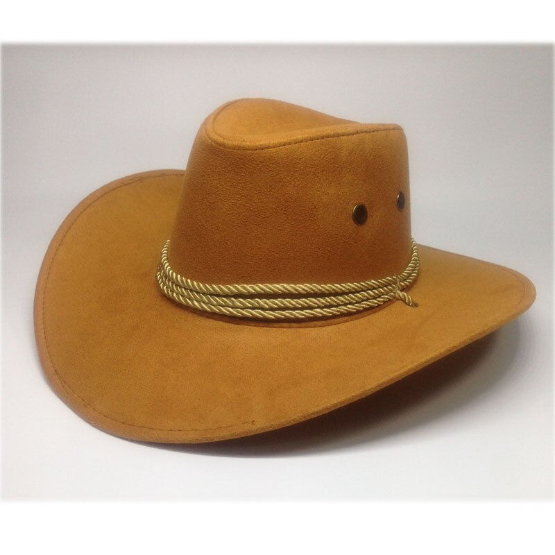Chapeau de Cowboy ouest américain daim chapeau de soleil en plein air chapeaux d'équitation en plein air pour hommes et femmes chapeau de Cowboy de couleur unie: 2