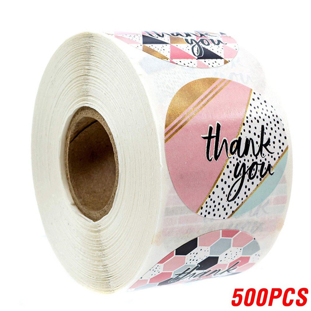 100-500pcs Gold Foil Thank You Stickers For Seal Labels 1 Inch Packaging Stickers Birthday Party Offer Stationery Sticker: YH14-500pcs