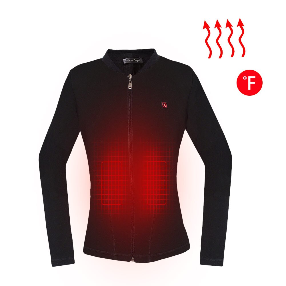 Elektrische Verwarming Kleding Verwarmde Shirt Vest USB Verwarming Intelligente Plus Fluwelen Jas Thermisch Ondergoed Top voor Vrouwen Mannen: Woman Black / M