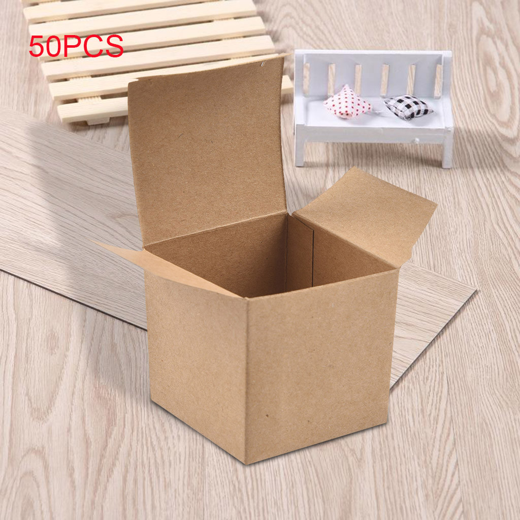 50pcs/Lot Blank Kraft Paper Box Packaging Small Cardboard Handmade Soap Box for Wedding Craft Jewelry Candy Box Folding: Default Title